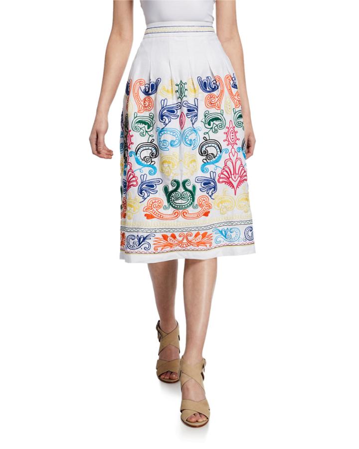 Embroidered Linen A-line