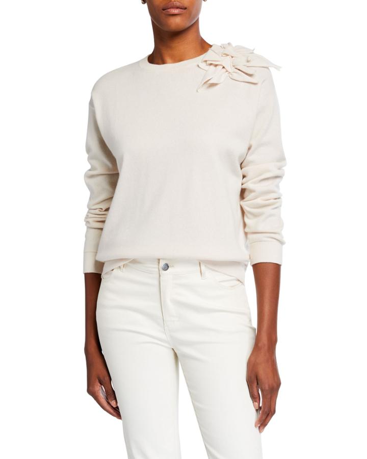 Crewneck Cashmere Sweater W/ Embellished