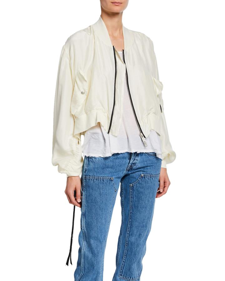 Zip-front Bomber Cropped Jacket