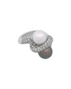 18k White Gold Two-pearl & Diamond Ring,