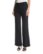 Wide-leg Speckled Wool-silk Trousers