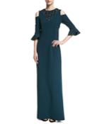 Stretch-crepe Column Evening Gown W/ Beaded