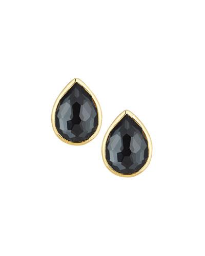 18k Rock Candy&reg; Pear Stud Earrings In Clear Quartz & Hematite