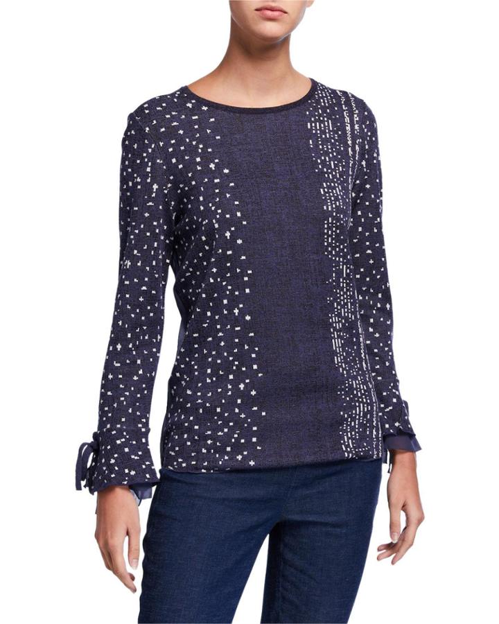 Dotted Line Tie-cuff Top
