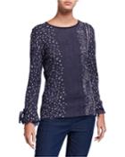 Dotted Line Tie-cuff Top