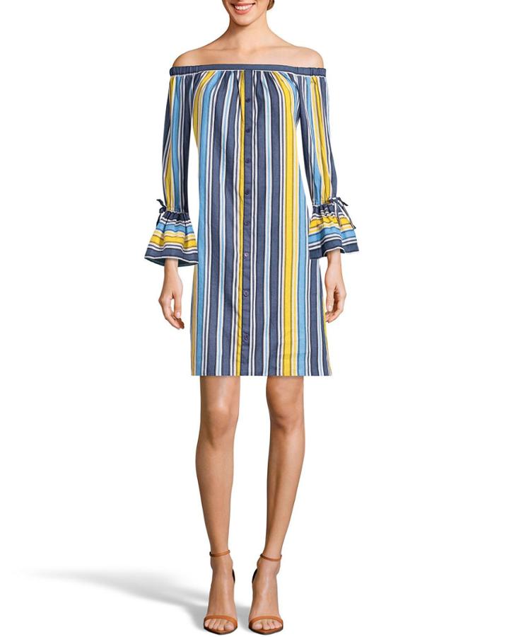 Off-the-shoulder Candy-stripe