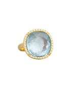 Jaipur Sunset Diamond-bezel Blue Topaz Ring