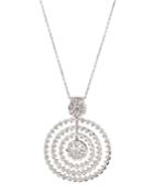 14k White Gold Diamond Web Pendant Necklace