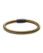 Men's Stainless Steel Wire Bangle Bracelet, Yellow/black