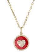 Pave Heart Enamel Pendant Necklace, Red