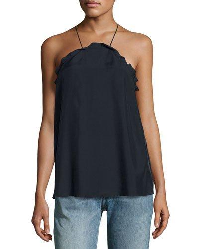 Gemma Ruffle Racerback Top, Navy