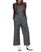 Flounce Wide-leg Tartan Jumpsuit