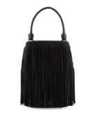 Prorsum Suede & Leather Fringe Bucket Bag, Black