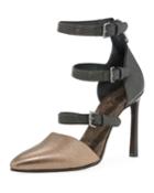 Metallic Leather Monili-strap Pump