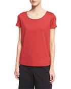 Chain-trim Scoop-neck Tee, Red Rock