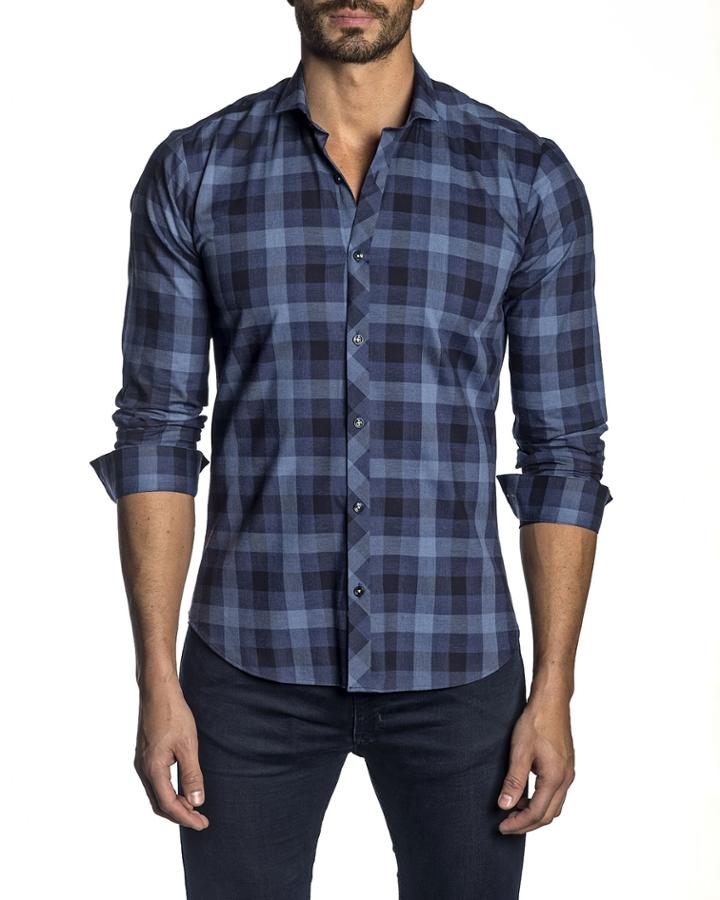 Men's Semi-fitted Check Long-sleeve Woven