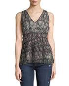 Antonia Pleated Floral-chiffon Blouse