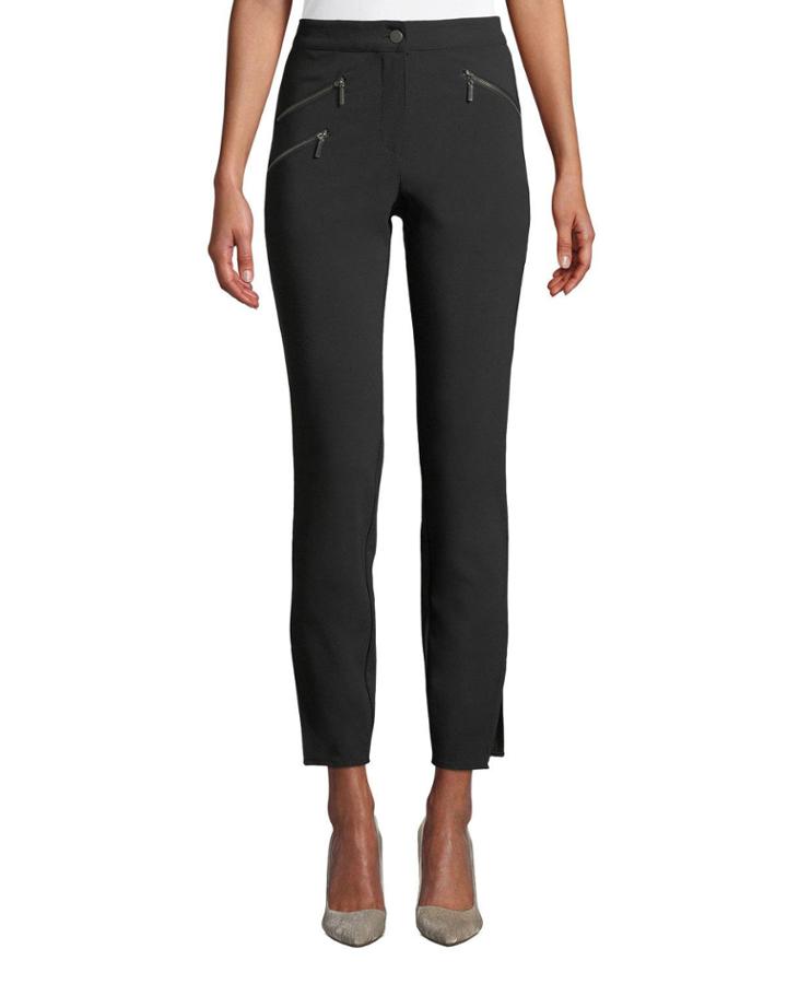 Zip-pocket Slim-straight Ankle Pants