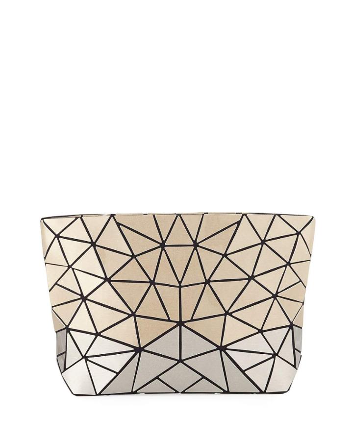 Two-tone Slanted Triangle Clutch Bag