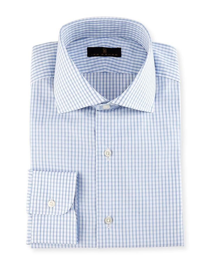 Gold Label Windowpane Check Dress Shirt, White/blue
