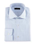 Gold Label Windowpane Check Dress Shirt, White/blue