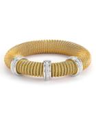 Micro-cable Pave Diamond Spring Coil Bracelet, Yellow,