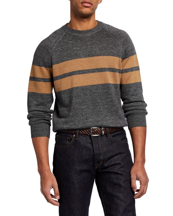 Men's Double Stripe Linen-blend
