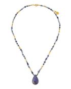 One-of-a-kind 24k Labradorite Teardrop Necklace W/
