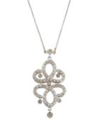 14k White Gold Diamond Chandelier Pendant Necklace