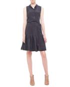 Akris Punto Polka-dot Pleated Silk Dress, Noir/creme, Women's,