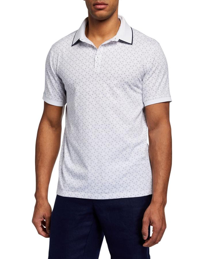Men's Micro Print Short Sleeve Polo