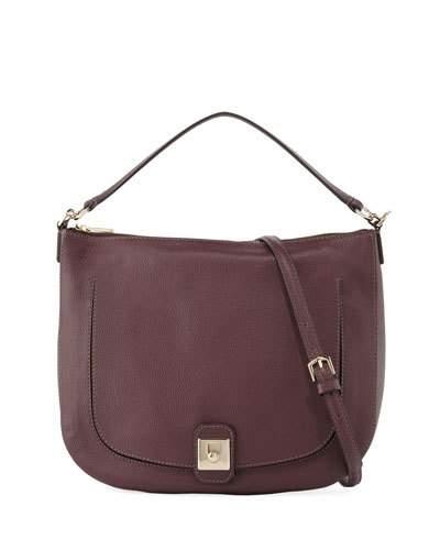 Jo Medium Pebbled Hobo Bag, Wine