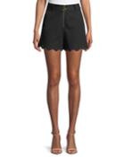 High-waist Stretch-cotton Shorts With Eyelet Embroidery