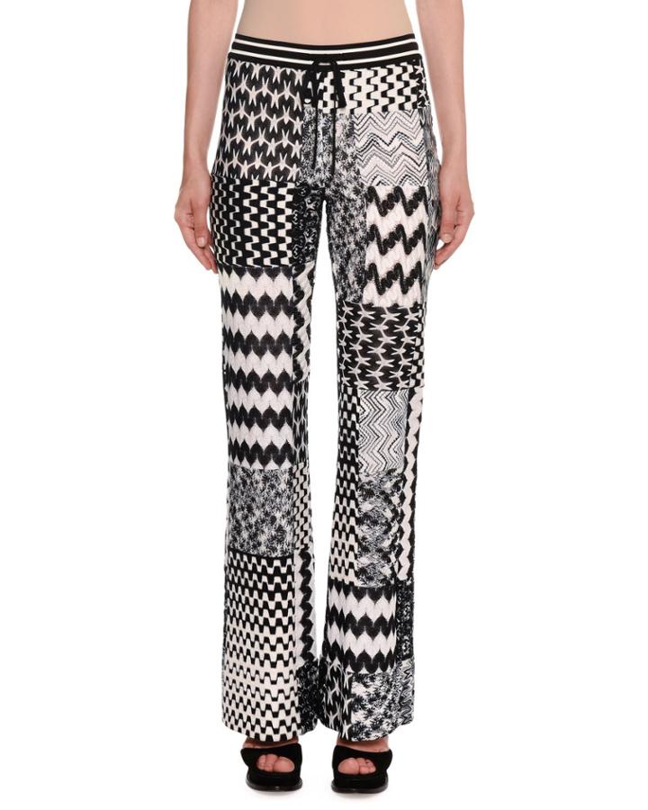 Patchwork Flared Pull-on Trousers