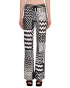 Patchwork Flared Pull-on Trousers