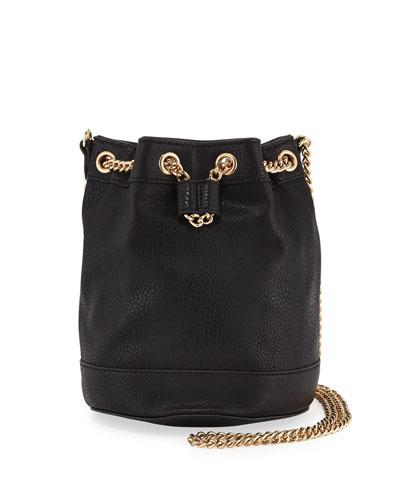 Faux-leather Chain Bucket Bag, Black