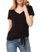 V-neck Short-sleeve Tie-front Tee