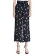 Natalie Smocked-waist Floral-print Cropped Pants