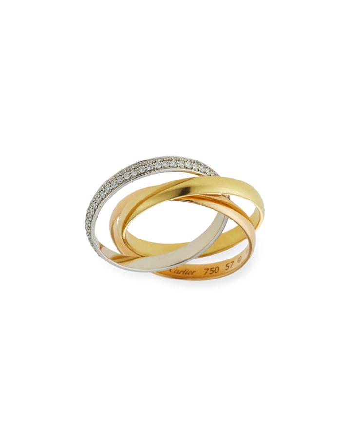 Lc Estate Jewelry Collection Estate Cartier Classic Trinity Triple-band Ring, Size 8, Women's, Yellow