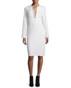 Payda Lace-front Sheath Dress, Ecru