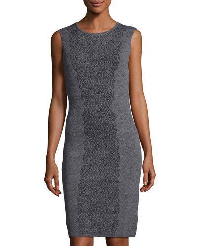 Lace-jacquard Sweaterdress, Black/gray