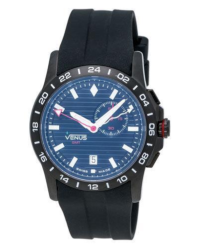 Gmt-alarm Gent Chronograph Watch, Black