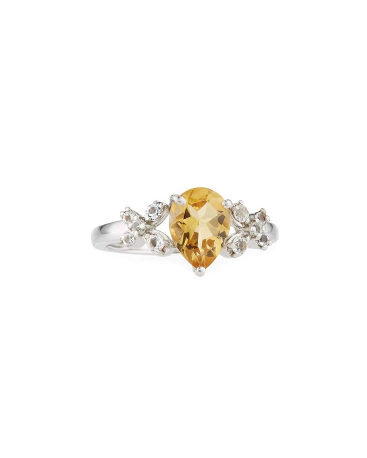 Citrine Pear & Topaz Cluster Ring