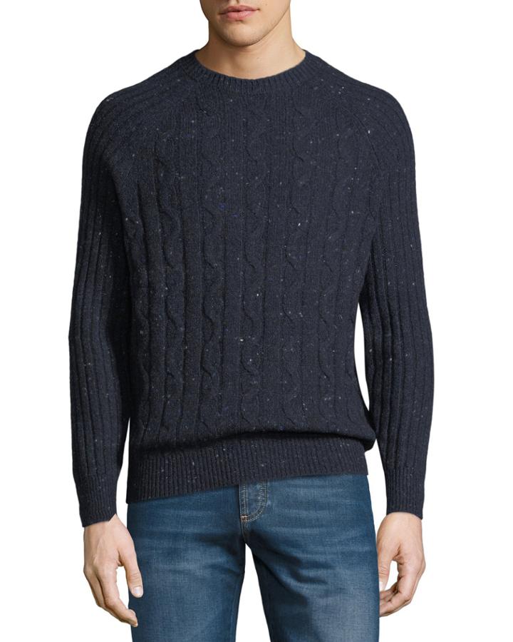 Men's Donegal Cable-knit Crewneck