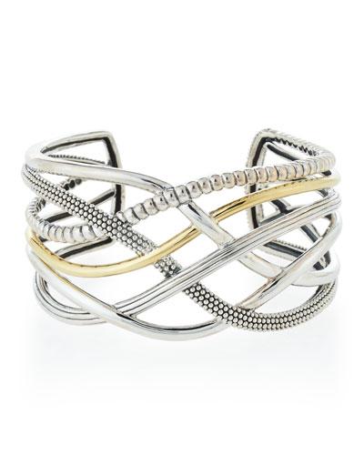 Unlaced Wide Mixed-metal Cuff Bracelet,