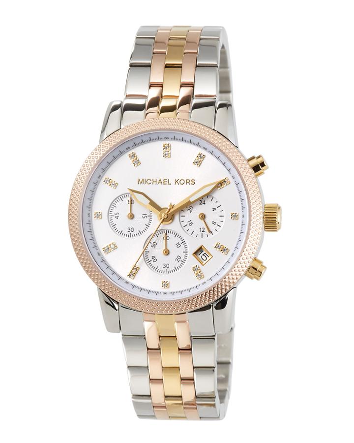 38mm Ritz Chronograph Bracelet Watch, Tricolor