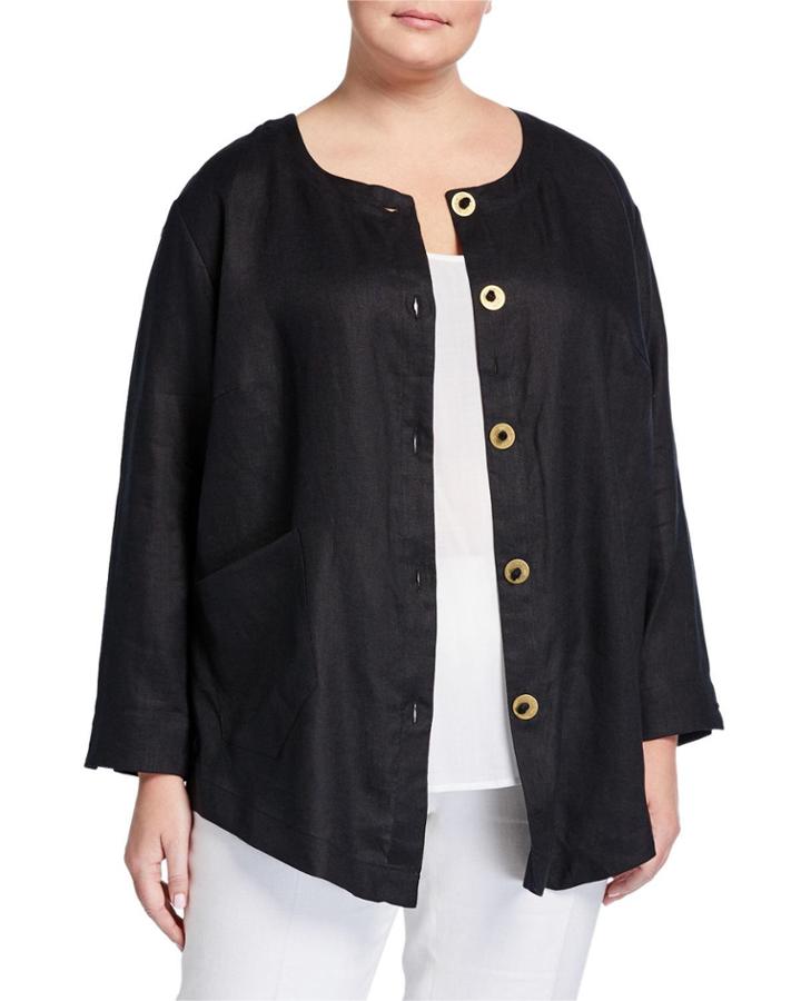 Plus Size Asymmetric Long-sleeve