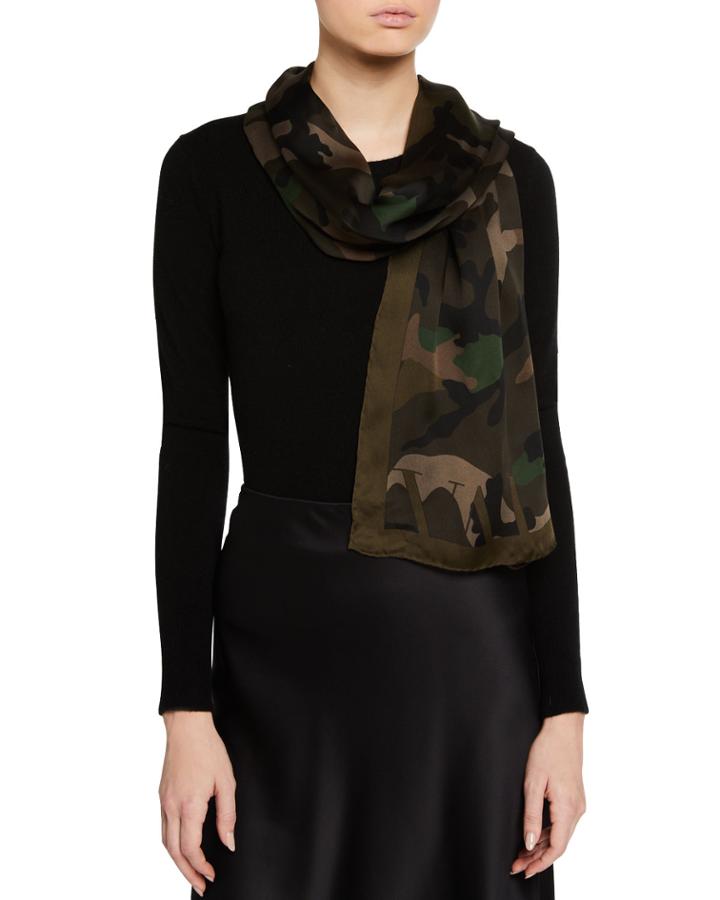 Light Camo-print Cashmere/silk