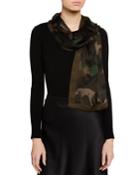 Light Camo-print Cashmere/silk