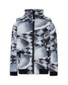 Boy's Cloudy Skateboard Pool Print Waterproof Soft Shell Jacket,
